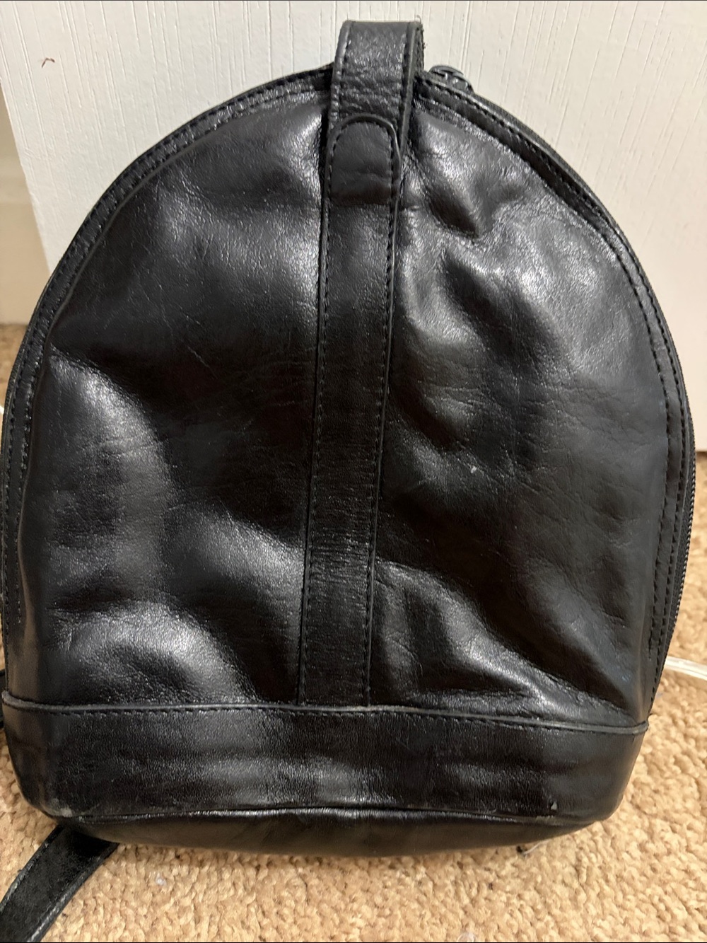 Black Leather crossbody- Classic Minimalist Carry